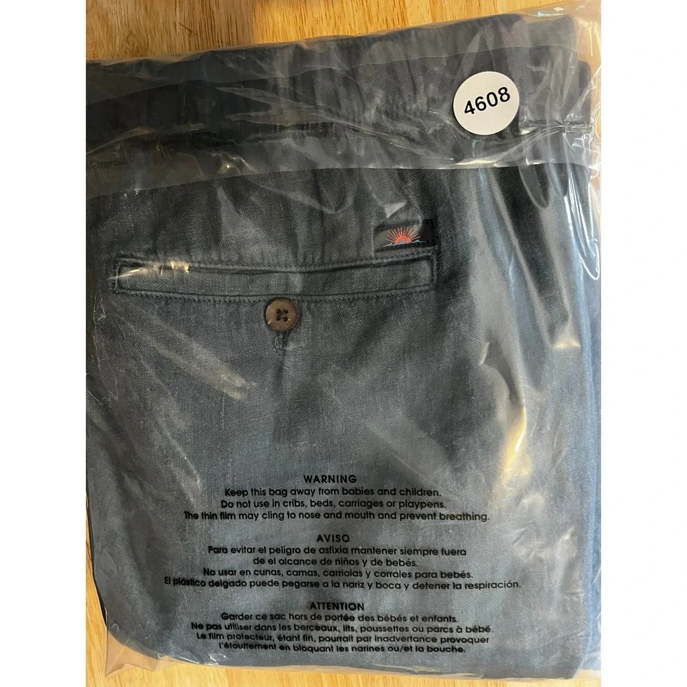 Faherty Brand Mens Linen Blend Jogger Pants Charcoal Gray Drawstring Size Large